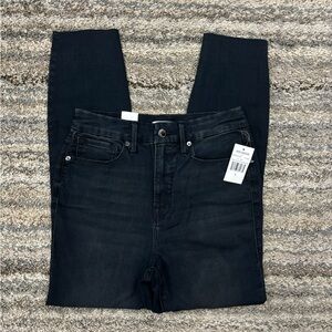 Good American Good Waist Cropped High Rise Raw Hem Skinny Jeans Sz 6/28 NWT -